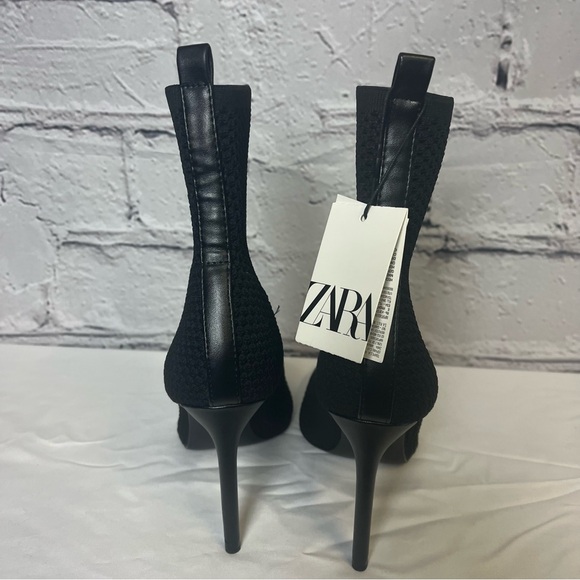 ZARA Black Stiletto Mesh like  Bootie - Picture 3 of 8